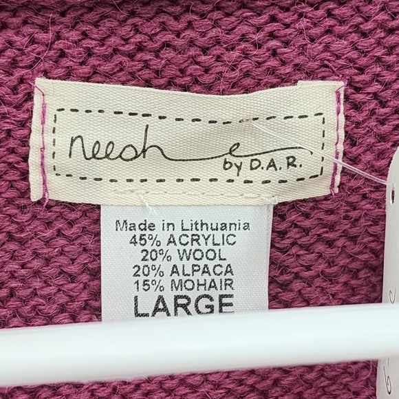 Neesh by DAR Women's Wool Blend Open Front Cardigan Sweater - L - Picture 3 of 6